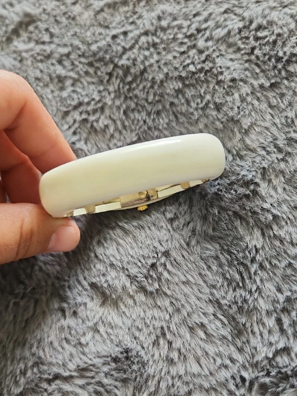 Geneva Cream and Gold Oval Bangle Watch